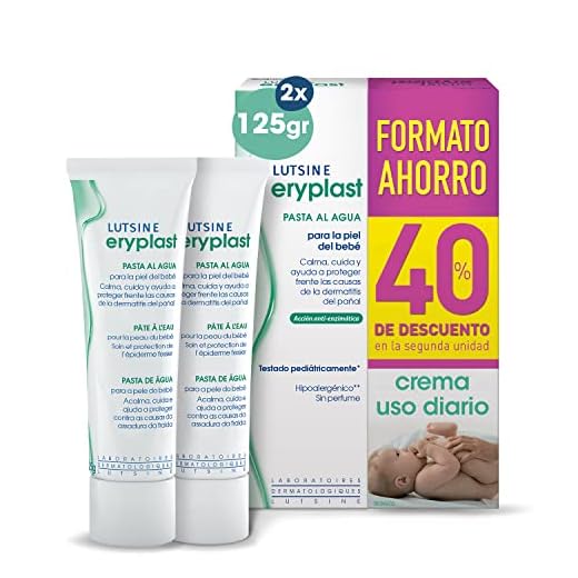 Eryplast Pasta al Agua 2x125gr Pack Ahorro 2ªunidad 40%dto - Crema de Pañal para Bebé. Calma, Cuida y Protege la Piel contra Dermatitis de Pañal – Hipoalergénico, Sin Perfume y Testado Pediátricamente
