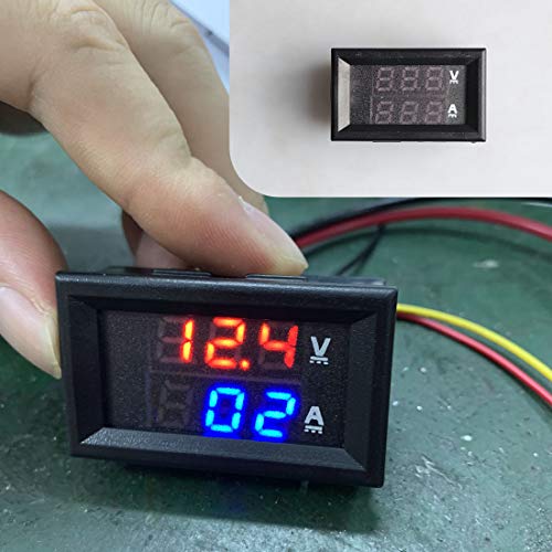 Image of AKK LED Digital Voltmeter Ammeter Blue Red LED Amp Dual Digital Display Voltage Meter, Electronic Monitors and Monitor modules for Monitoring Electric Current and Electrical Signals