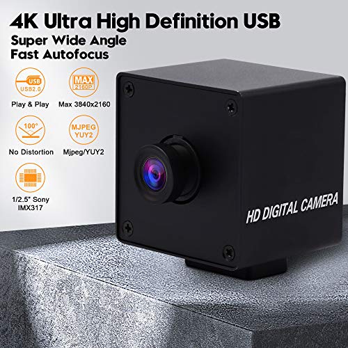 Image of SVPRO 4K USB Camera Autofocus Video Camera UHD 3840x2160 with Metal Box for Pro Streaming /Online Course /Industrial Use,100 Degree Non-Distortion Wide Angle PC Computer Camera for PC Laptop