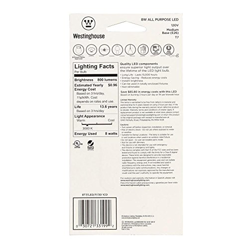 Westinghouse Lighting 3319920 60-Watt Equivalent T7 Bright White Led Light Bulb With Medium Base (4-Pack), 4 Count (Pack Of 1) #TOP3
