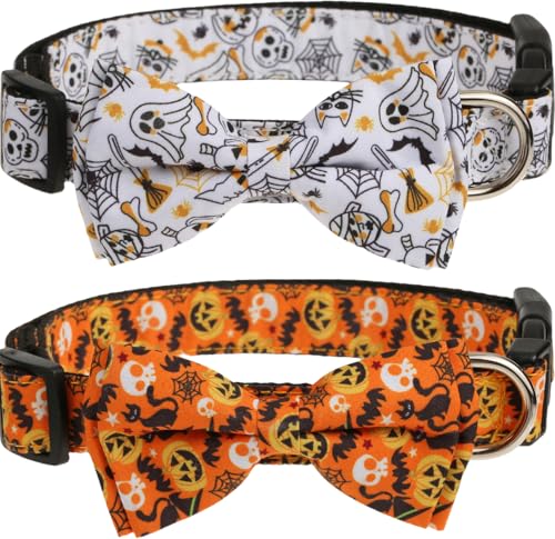 Halloween Dog Collar for Large Dogs, 2 Pack Spooky Dog Collar wit...