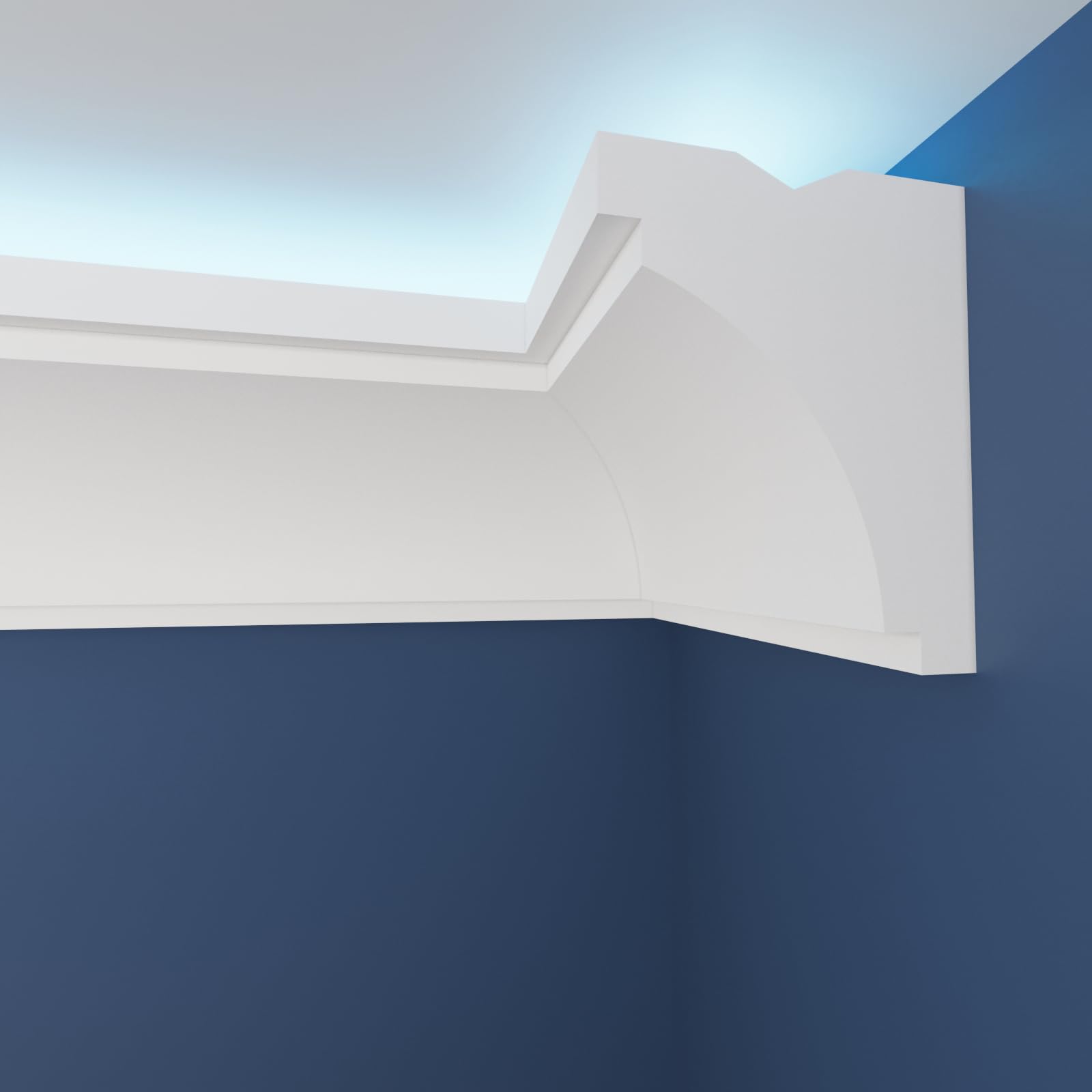 WOLDECOR Modern LED Ceiling Coving Cornice–Stylish XPS Lightweight Moulding Trim,Easy DIY Installation,Durable Decorative Coving for Walls and Ceilings with LED Lights (WLZ34, 2 Meters)
