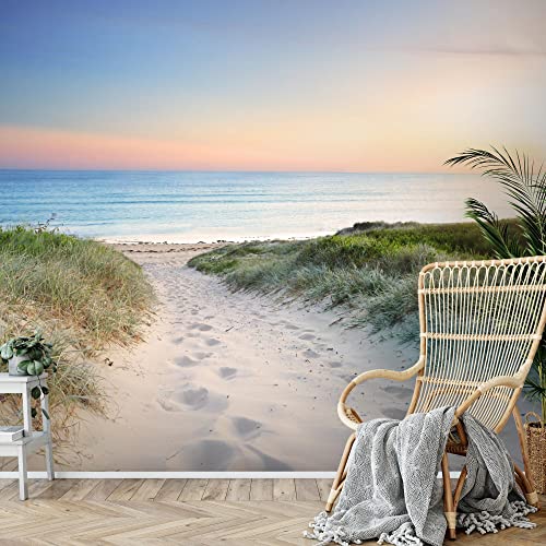 Runa Art Photo Wallpaper Beach and sea Sunset 352 x 250 cm Non-Woven Wall Art XXL Moderne Living Room Bedroom Blue Beige 9008011a - Image 2