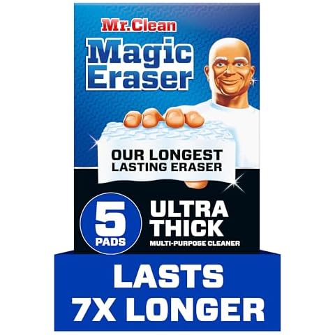 Mr. Clean Magic Eraser Ultra Thick Multi Purpose Cleaner, Bathroom Cleaning Supplies, Magic Eraser Sponge Multi Surface Cleaner, 5ct Cover