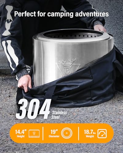 Yefu ZML202401 Smokeless Fire Pit 19 Inch, Portable Safe Burning Fireplaces For Outdoor Patio Camping, 304 Stainless Steel Firepit thumb #5