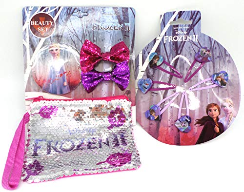 TDL Disney Frozen Set Regalo Specchio + Paillettes Portafoglio + 2 Macinare + 6 Forcine per Capelli - Licenza Ufficiale - Mirror + Sequin Purse + 2 Bows + 6 Hair Clips - Gift Bundle