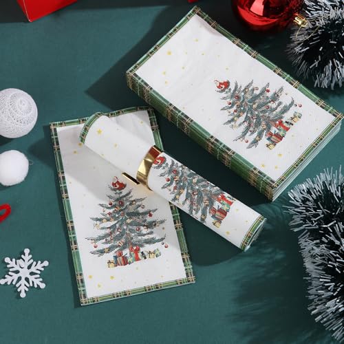 Tamone 100PCS 3-Ply Green Christmas Napkins - Christmas Tree Napkins Disposable - Premium Quality Green Dinner Napkins Soft and Absorbent – Image 5