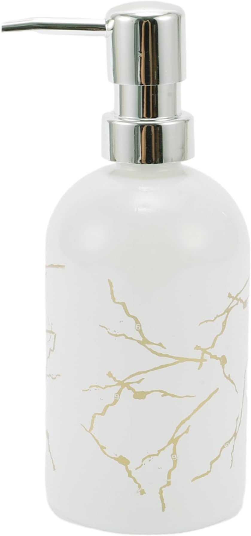 Simple Cylindrical Soap Pump Dispenser for Hotel 400ml White Silver Tone 1 Pc