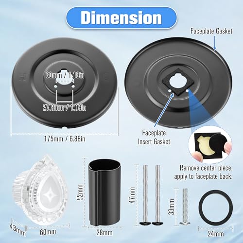 Image of Enhon Tub and Shower Trim Kit, Shower Trim Compatible with Moen Chateau T470 Single Handle Tub /Shower Standard Valve, Escutcheon Screws Tube and Handle(Matte Black, Knob)