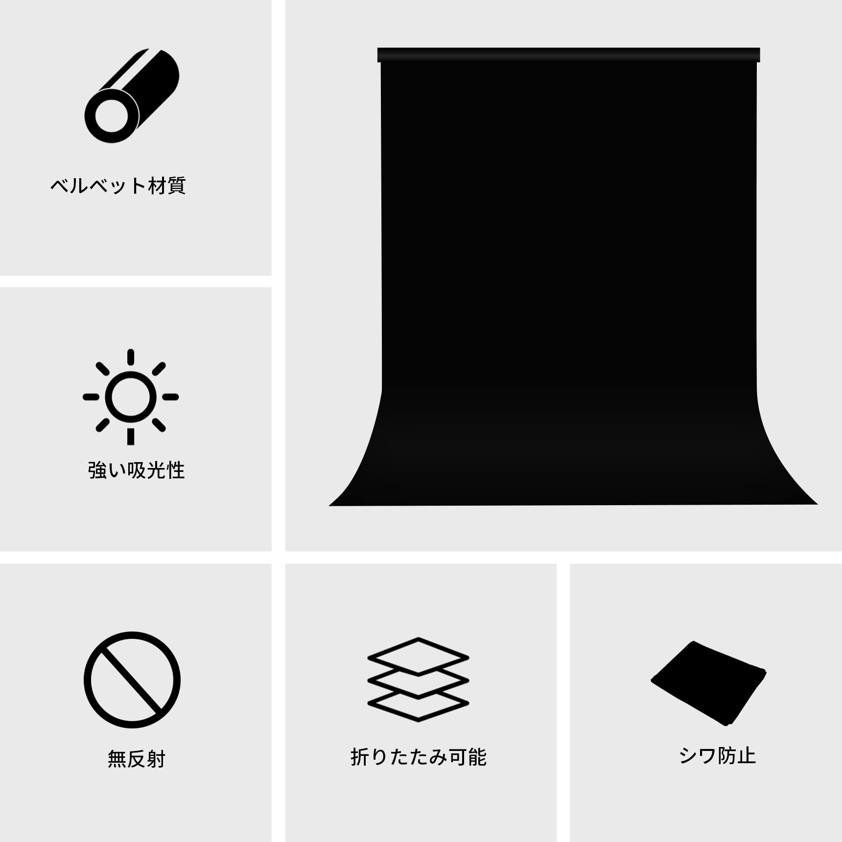 Amazon | Meking 背景布 黒 2m X 2m 暗幕 無反射 不透明 バック