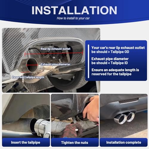 Tubo de escape de alta calidad con fibra de carbono brillante y puntas de acero negro 3