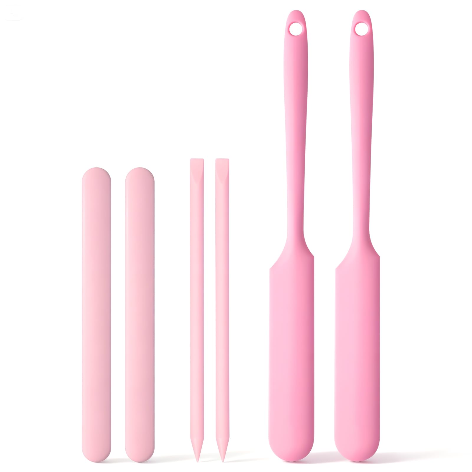 Luxeu Silicone Spatula Sticks, 6 Pcs Silicone Mixing Sticks for Resin, Reusable Stirring Rods for Mixing Resin, Paint, Liquid, Making Glitter Tumblers, DIY Handmade (Pink)