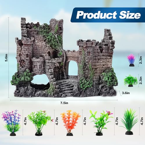 CousDUoBe Aquarium Decor Castle Fish Tank Bubbler Set Aquarium Plants for Aquatic Pets to Breed Play and Rest Fish Decorations for Tank - Image 2