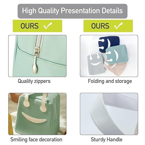 Image of Insulated Waterproof Lunch Bag for Office Women Men Tiffin Box Bag Thermal Reusable Lunch Bag for School and Travel
