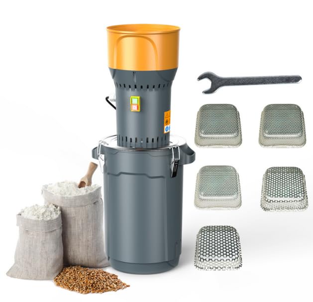 Elektrische Getreidemühle 1300W, 25L Maismühle Maschine mit 5 Feinheitssieben, abnehmbarem Trichter & Eimer, Futter-/Getreidemühle Crusher für Haus und Bauernhof