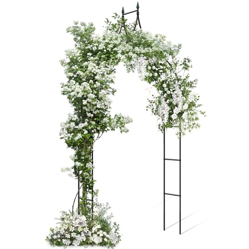 homasis arco per rampicanti in metallo, arco da giardino per rose, pergola decorativa da esterno per matrimoni, feste, nero, 125 x 39 x 287 cm