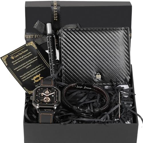 BSTcentelha Juego de Regalo para Hombre, Reloj de Pulsera, Llaver...