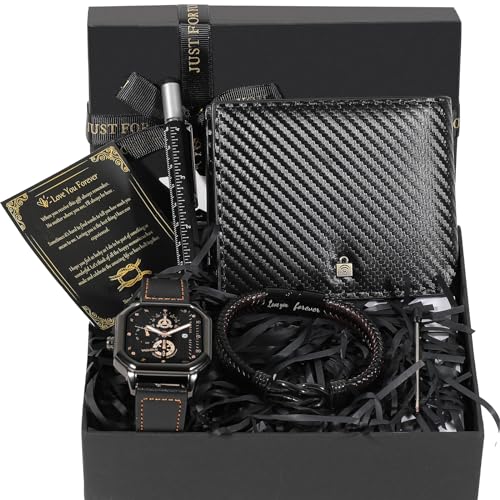 BSTcentelha Conjunto de presente para homem, relógio de pulso, porta-chaves, óculos de sol, dia do pai, dia dos namorados, casamento, Natal, namorado, presente, P, Elegante