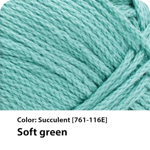 Image of Lion Brand 24 /7 Cotton Yarn, Yarn for Knitting, Crocheting, and Crafts, Succulent, Pack of 3 | Light Worsted 100% Mercerized Cotton Yarn for Crochet, Knitting, Craft, 185 Yards of Natural Fiber for Tees, Bags, Dishcloths