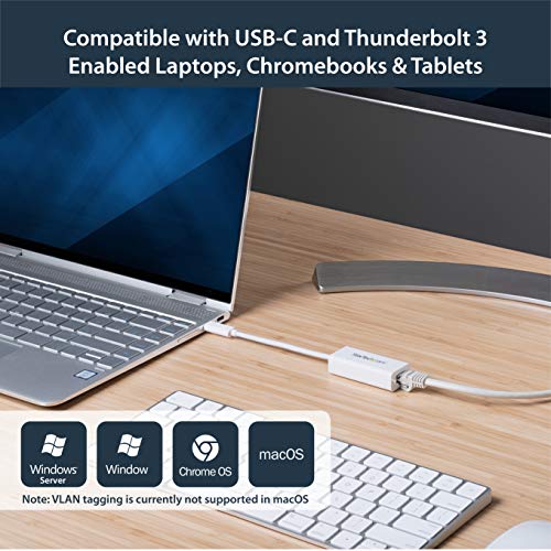 Image of StarTech USB-C to Gigabit Ethernet Adapter, RJ45 LAN Network Converter | Thunderbolt 3 / 4 Compatible, Windows & Mac, White, US1GC30W