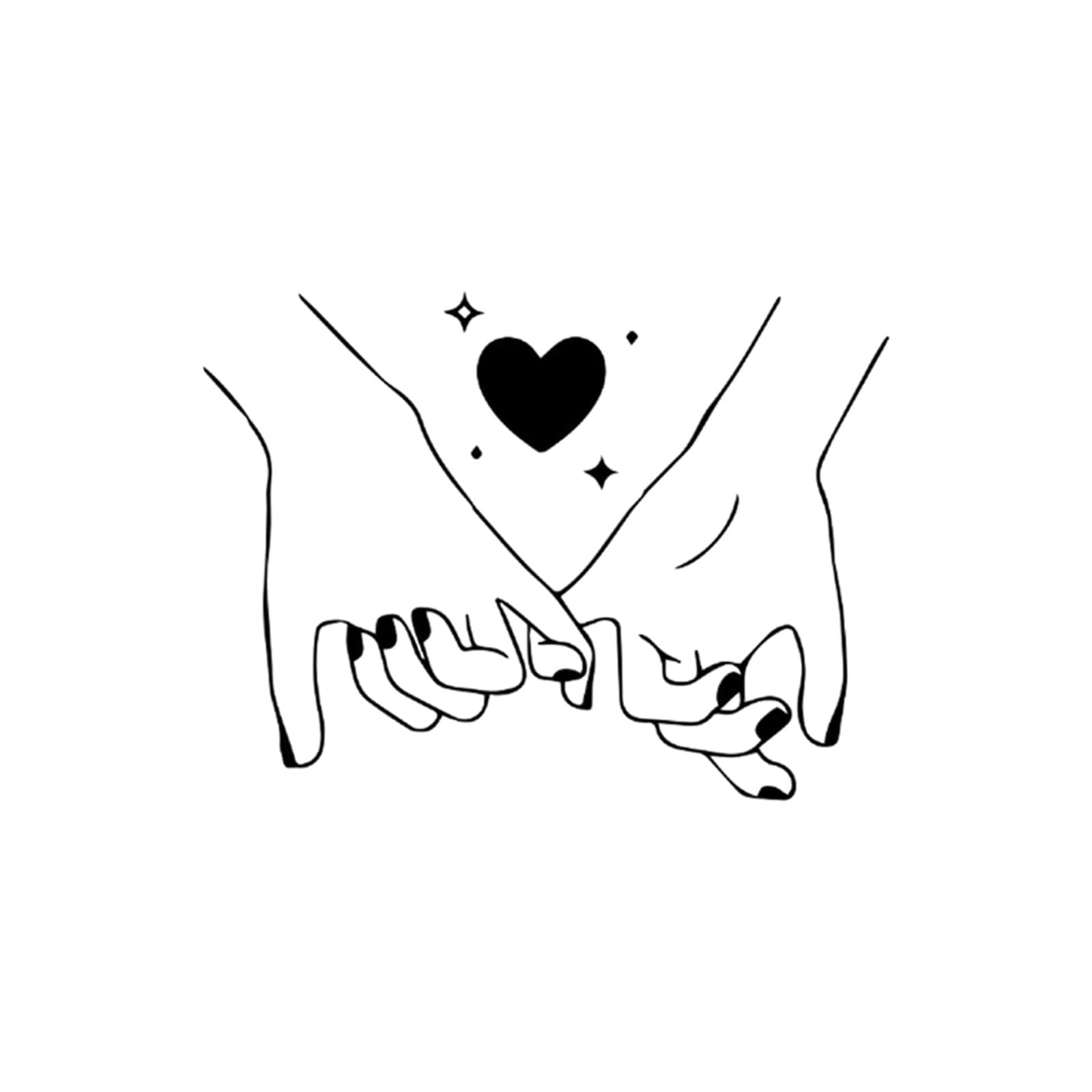 Reusable PVC Murals Valentines Day Wall Decal Black Heart Love Hand Sticker for Living Room and Bedroom Decoration Holding Hand PVC Wall Murals