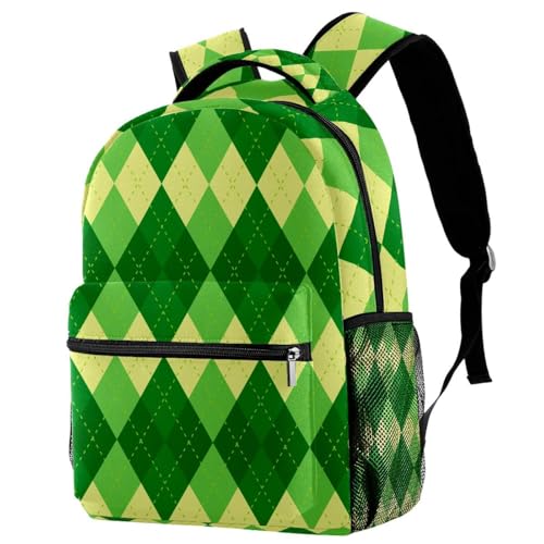 Sac à dos d'école vert écossais pour adolescents et filles 29x20x40cm
