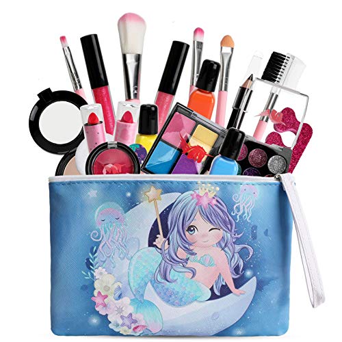 Kids Makeup Kit for Girl, Kids Makeup Set for Children, Mermaid Makeup Girls Toys, Washable Real Makeup Set for Toddler, Princess Make Up Cosmetic Kit for 4 5 6 7 8 Year Old Little Girls Birthday Gift