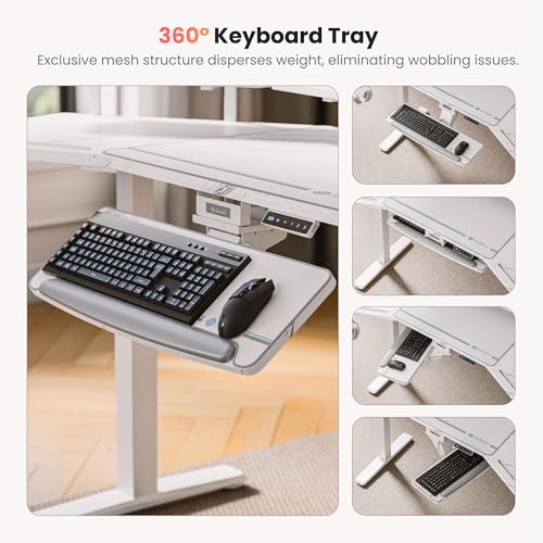 Image of EUREKA ERGONOMIC Gaming Desk, w Keyboard Tray, 73 inch Wing Shaped Music Studio Table with LED Shelves, Gaming Recording Live Stream, Slot Design