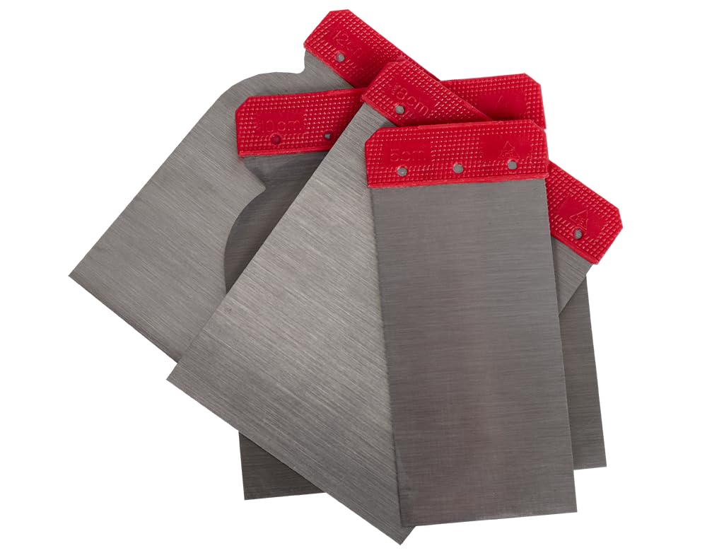 SMS Set - Set di 4 spatole giapponesi in acciaio | lo strumento ideale come coltello da rivestimento, perfetto per stucco carroseria, levigatura, raschietto, fai da te | 4 misure per diversi