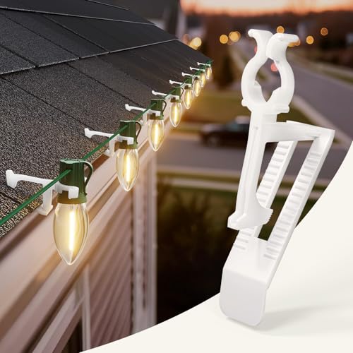 All In One Christmas Light Clip Universal Gutter and Shingle Clip for C7 C9 and Mini Lights 100 Pack