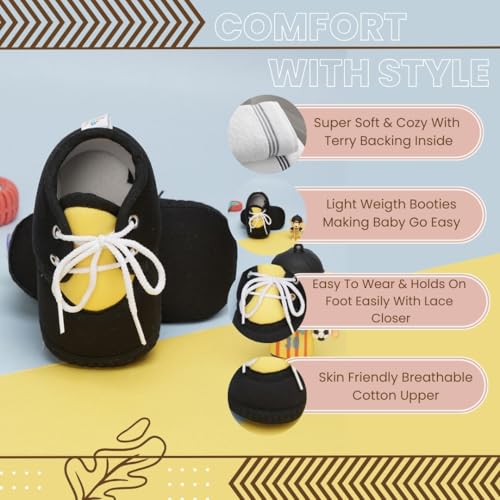 Image of Neska Moda 6 To 12 Months Baby Boys & Baby Girls Cute Soft Cotton Pre-Walker Lace Booties-BT4713