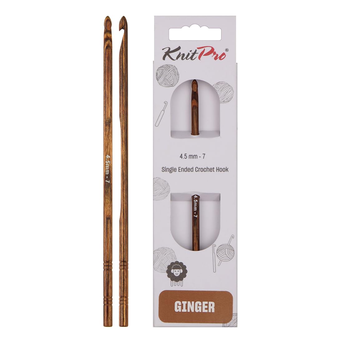 KnitPro Ginger Single Ended Crochet Hook | 4.50mm