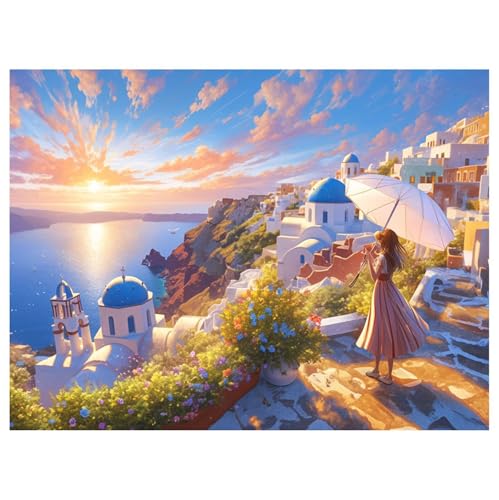 Peinture diamant artisanat strass de prestige motif paysage marin XXL 70x90 cm