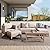 PHI VILLA All Weather Wicker Patio Furniture Sets, 5 Pieces Outdoor Natural Rattan Sectional Sofa Conversation Set with Acacia Wood Coffee Table & Waterproof Cushions, 2 Ottomans for Apartment Balcony