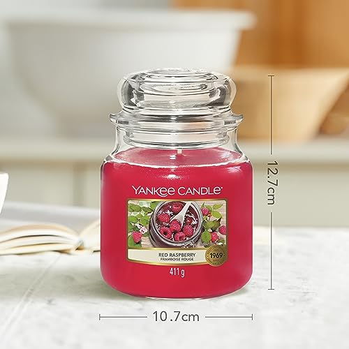 Yankee Candle Duftkerze im Glas (mittelgroß) | Red Raspberry | Brenndauer bis zu 75 Stunden