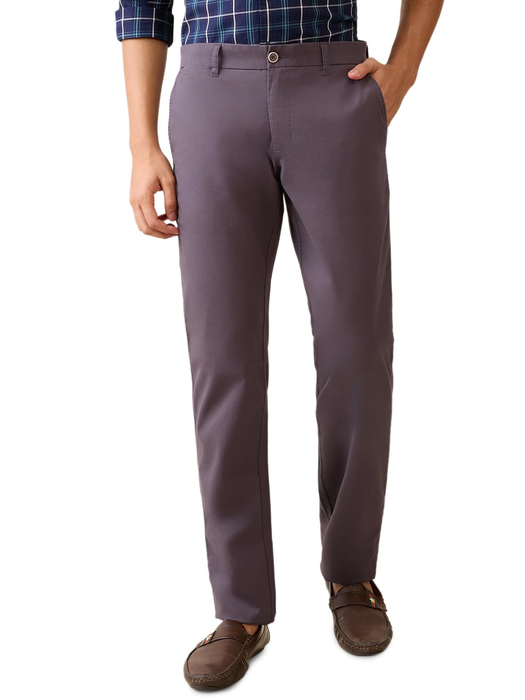 parx Men Low Rise Tapered Fit Solid Pattern Cotton Blend Flat Front Casual Trouser-picture-50