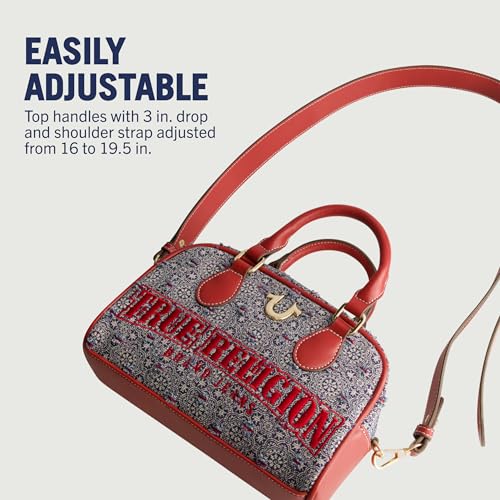 True Religion Satchel Bag, Women's Mini Tile Denim Purse Shoulder Handbag, Navy4