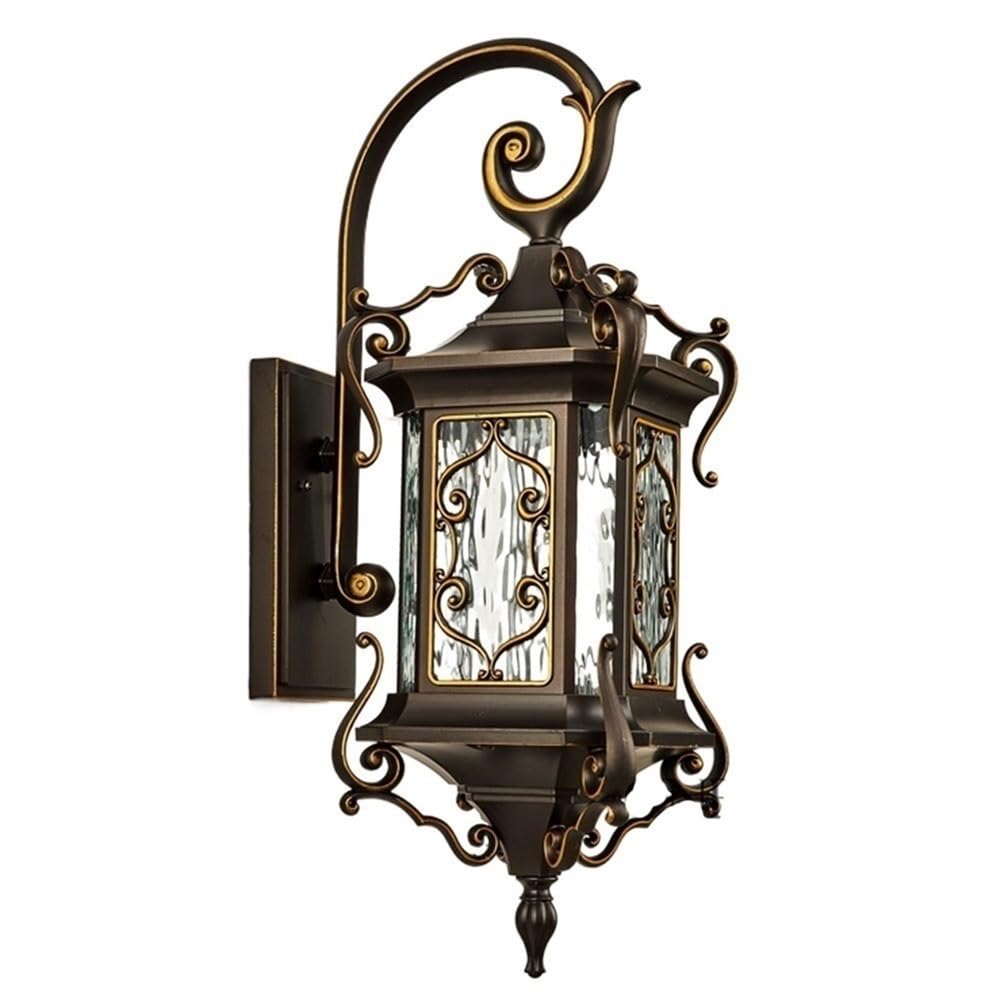 OZBMA European Style Retro Wall Lamp Water Pattern Glass Shade Sconce Outdoor Waterproof Light for Villa Balcony Aisle Corridor Porch Garden(46cm/18.1in)