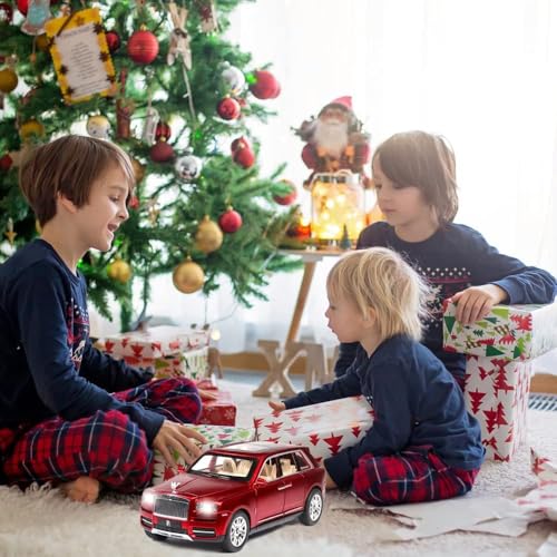 Image of 1:24 Rolls-Royce Cullinan Diecast Model Car Alloy Pull Back Toy Car with Sound & Light, Collectible Vehicle for Kids & Adults, Birthday Gift for Boys & Girls (Red)