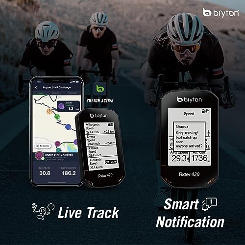 Bryton Rider 420 Kabelloser GPS-Fahrradcomputer zur Aufzeichnung von Strecken und Daten, mit...