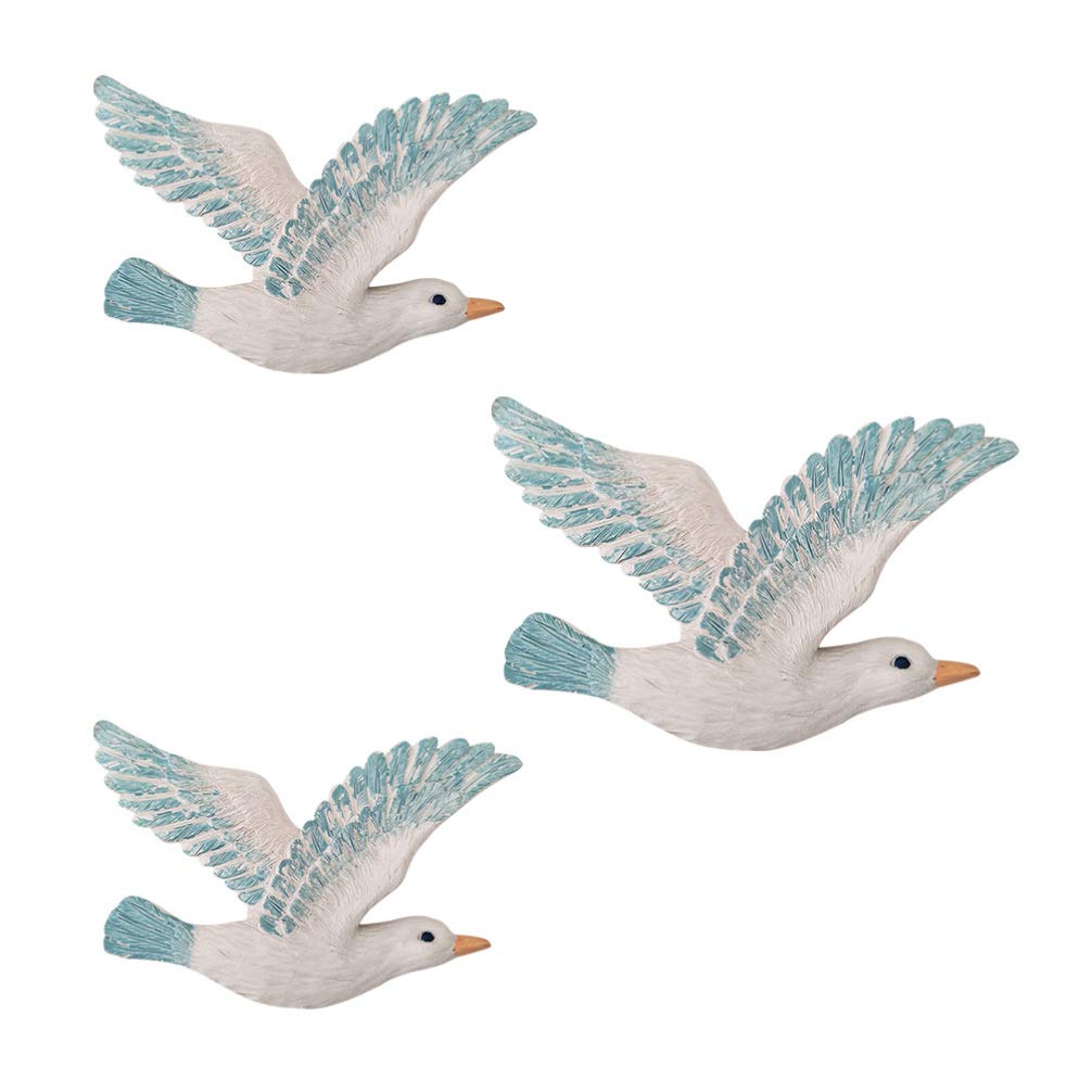 Healifty Outdoor Toy 3pcs Flying Seagull Wall Art Resin Seagulls Sea Birds Statue Wall Hanging Decor Nautical Ornaments Coastal Beach Decor for Bedroom Living Room Outdoor Playset