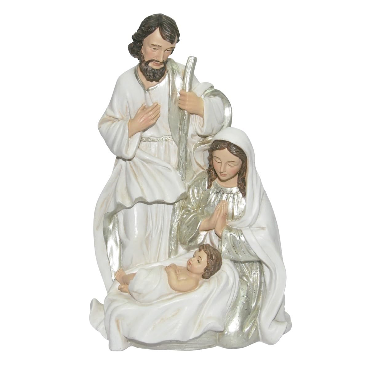 Générique Crèche de Noël Décoration Nativité vitrine Personnage de 20cm Couleur écru Argent