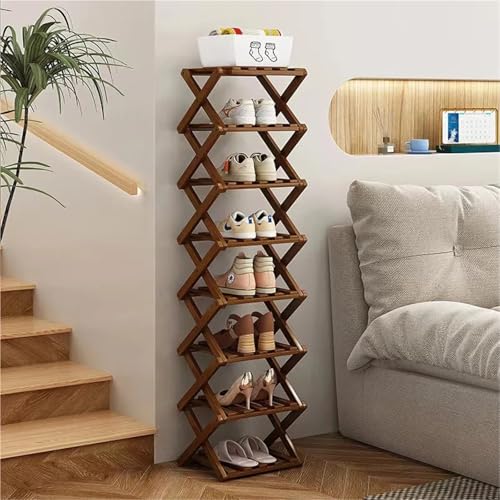 Étagère à chaussures pliable en bambou à 4 niveaux pour entrée