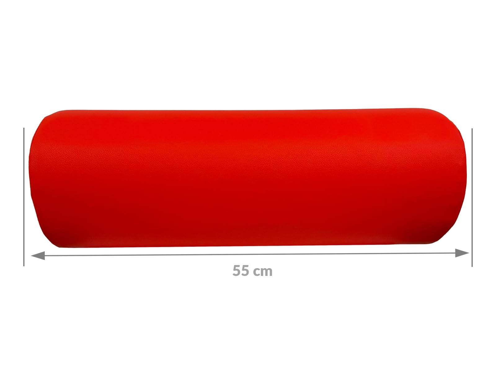 QUIRUMED Cuscino a Rullo, 55 x 20 cm, Rosso, Similpelle, Ergonomico, Imbottito in Schiuma, per Yoga, Fitness, Massaggio