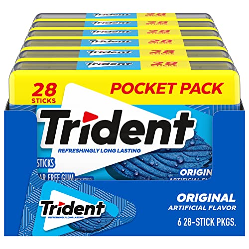 Image of Trident Original Sugar-Free Chewing Gum, 6 Packs of 28 Pieces (168 Total)