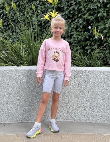 Image of Arshiner Girls Crop Tops Kids Long Sleeve Pullover Sweatshirts Girls Cropped Crewneck Sweatshirt for Teen Girl