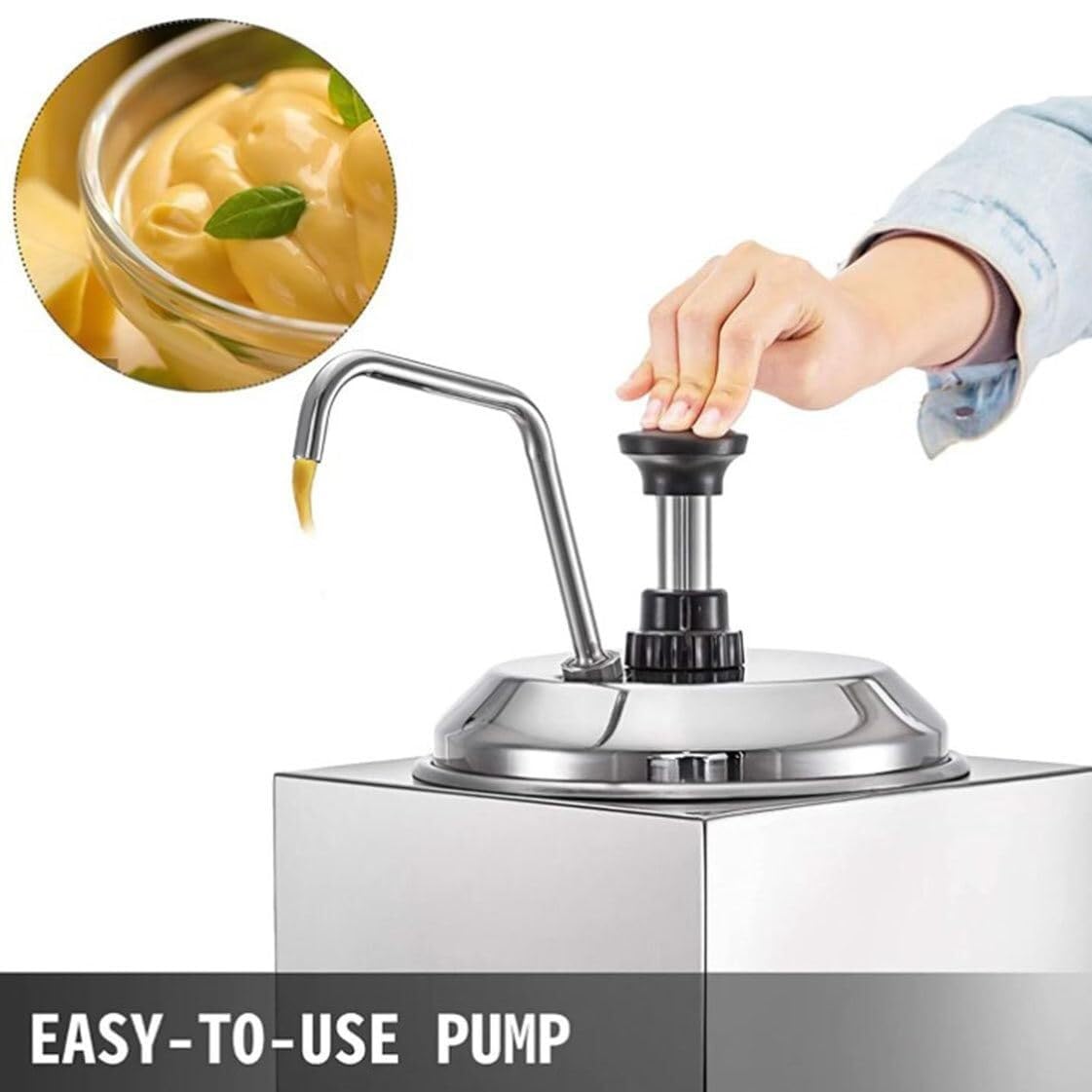 Dispensador de Salsa de Chocolate Caliente, dispensador de Queso, máquina de Calentamiento de 2,5 L, con Bomba de Calentamiento de Acero Inoxidable