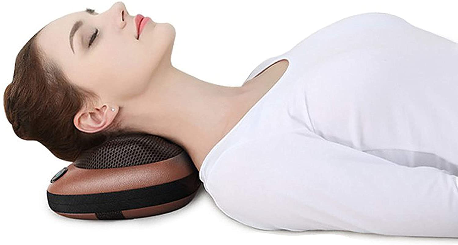 Cuscino Massaggiante, Adattatore per Auto Incluso, 4 Nodi Massaggianti, Rotazione Oraria e Antioraria Alternata, Pulsante ON/OFF, Favorisce la Circolazione e il Rilassamento Muscolare