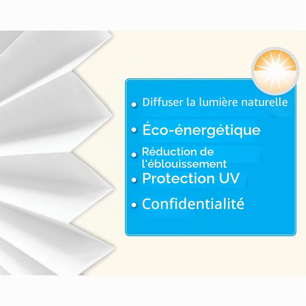 Redi Shade Store plissé en tissu filtrant la lumière, personnalisable en le coupant, facile à remonter, aucun outil nécessaire, 6 x 162,5 cm (convient aux fenêtres de 48 x 76,2 cm), blanc