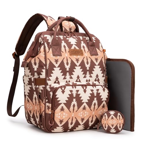 Image of Montana West Wrangler Diaper Bag Backpack Aztec Travel Backpack Purses Western Multi-Function Baby Bags for Mom with Waterproof Insulated Pockets